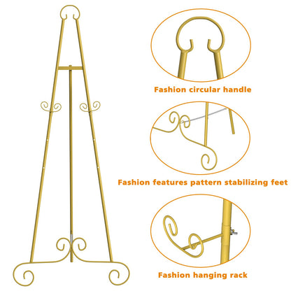 Gold Easel Stand for Sign,Adjustable Easel Dispaly Stand, Metal Easels for Dispalying Pictures,Easels for Wedding Poster Holder,Display Stand with Chain Support