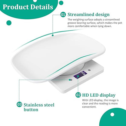 Reptiles Weight Scale,Small Animal Scale with Precision Grams,Multi-Function LED Display Pet Weight Scale(Max. 33 lbs),for Weighing Puppy/Kitten/Ferret/Guinea Pig/Tortoises/Food