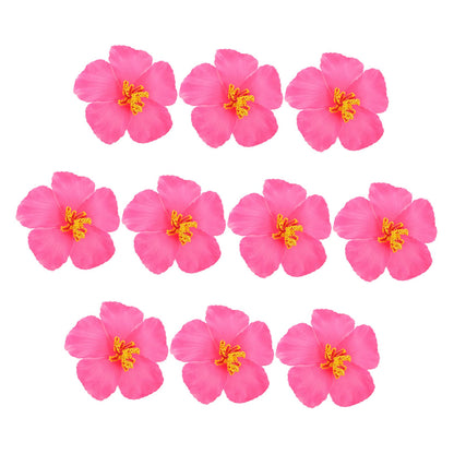 Garneck 10 Pieces Artificial Hibiscus Flower Faux Tropical Flowers Pink Fake Hibiscus Flowers Vivid Plumeria for Hawaii Luau Summer Tableto Party Supplies Diy Decoration