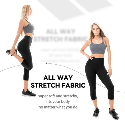 Walifrey Capri Leggings for Women, Buttery Soft High Waisted Leggings for Gym Yoga Workout (White XXL)