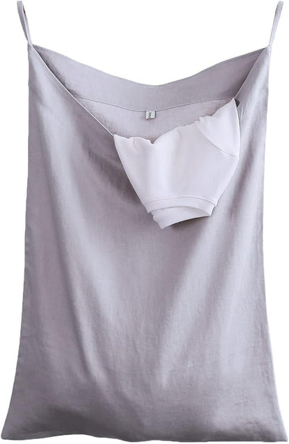 Amazhiyu Pure Linen Over The Door Laundry Hanging Hamper Bag