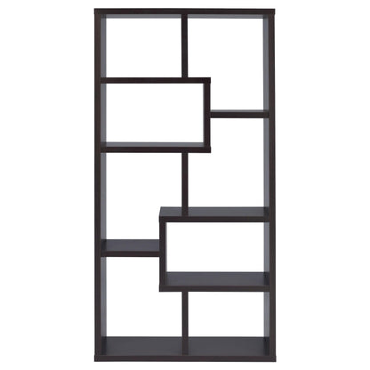 Coaster Home Furnishings - Theo - Wood - Geometric Bookshelf with Open Cubbies and Six Staggered Shelves - Home Office - 71-Inch - Cappuccino - 800264