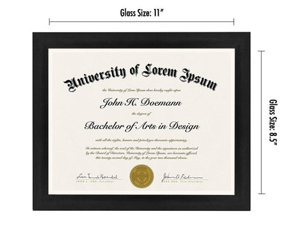 Americanflat 8.5x11 Diploma Frame with Shatter-Resistant Glass - Set of 2 - Document Frames with Engineered Wood - Legacy Collection - Certificate Frame for Tabletop and Wall Display - Black