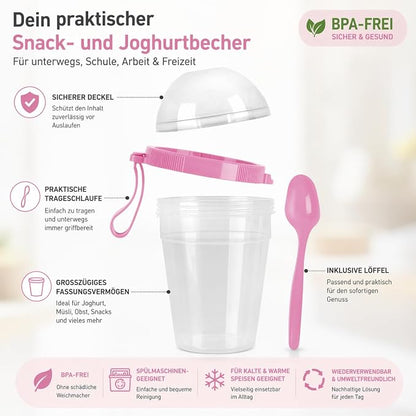 Overnight Oats Containers With Lids & Spoon, Meal Prep Yogurt Containers, Parfait Cups With Lids, Large Capacity Crunch Cup, 20 Oz BPA Free Reusable Cups(Set Of 4)