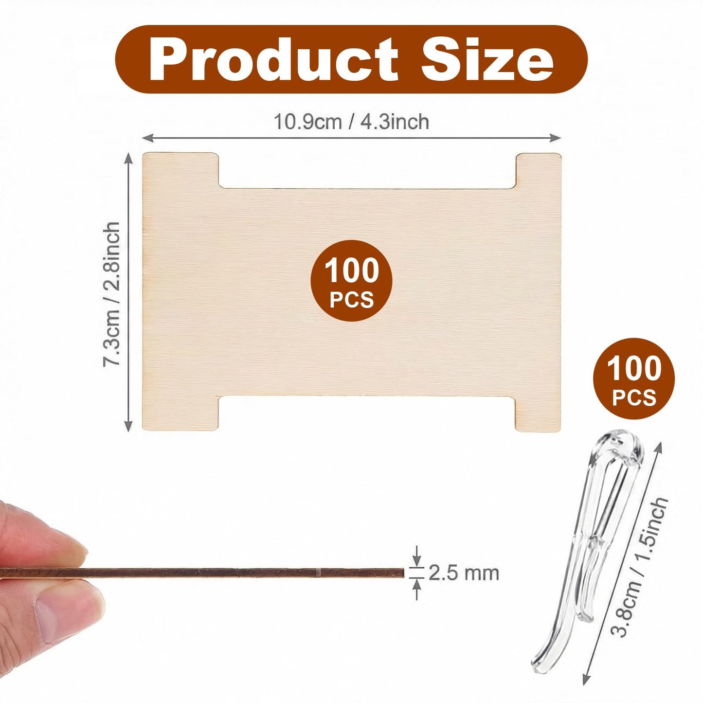Kuyeyzu 200 Pcs Ribbon Storage Organizer Set Wooden Spools with Plastic Clips Embroidery Floss Organizer for Cross Stitch Sewing Craft DIY Thread Holder Flat Bobbins
