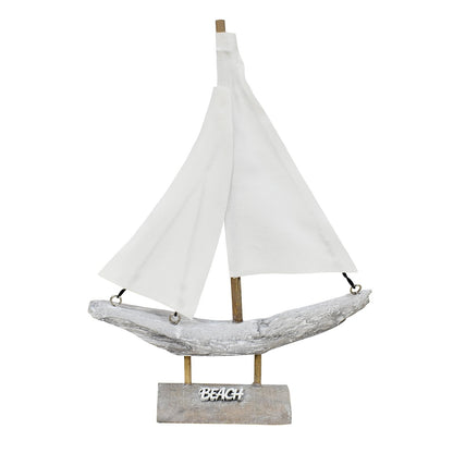 Aecipl Wooden Sailboat Nautical Sail Boat Decor Coastal Tabletop Centerpiece Home Shelf Decoration Beach Themed Statue Ornaments for Bathroom Room Bedroom (B)