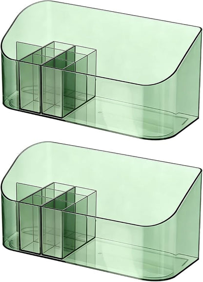 SUNFICON 2 Pack Makeup Trays Organizers Holders Cosmetic Display Cases Tabletop Desktop Vanity Countertop Bathroom Wall Cabinet Medicine Storage Boxes for Womens Ladies Girls Crystal Green