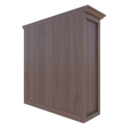 OSCHF Cube Shelf Bookcase with Base - Wooden 3 Tiers Floor Standing Low Storage Cabinet for Home and Office, 9-Cube Lattice Bookshelf, Walnut