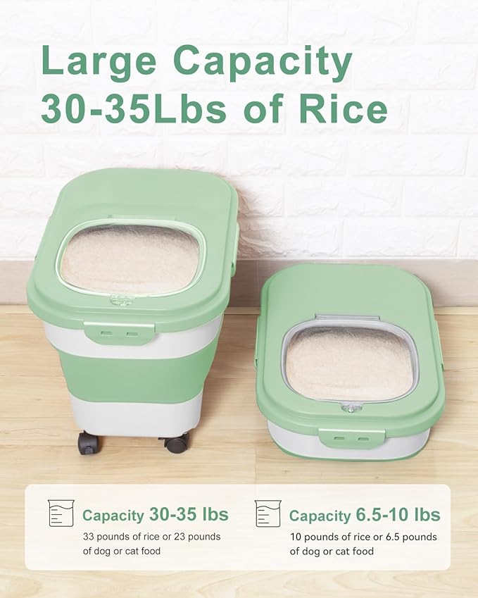 20-30 Lbs Rice Storage Container, Collapsible Food Storage Containers