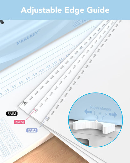 MAKEASY Binding Machine, 21-Hole, 450 Sheets, Comb Binding Machines with 1 Box Comb Bindings Spines, Comb Binder for Letter Size, A4, A5 Paper