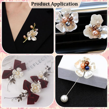 PH PandaHall 20 Styles Rhinestone Cabochon 60PCS Faux Pearl Embellishments Flat Back Butterfly Heart Bowknot Cabochon Flower Enamel Brooch for Jewelry Making Clothes Bags Hair Accessory Wedding
