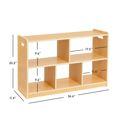 OOOK Montessori Shelf 5-Section, 2-Shelf Toy Organizers and Storage, Double-Sided Montessori Toy Storage, Ideal for Kids Room, Daycare Center, Nursery, Classroom, Kindergarten