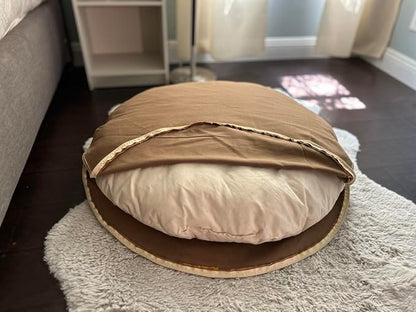 Round 100% Cotton Canvas Dog Bed Cover: Washable, Durable, Eco-Friendly, Multiple Colors, XS-XXL, Made in USA (Medium Brown, X Small 18 Inches)