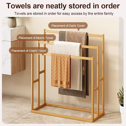 Wooden Blanket Ladder, Multi-Tier Freestanding Blanket Rack, Rustic Quilt Rack and Wood Towel Rack Stand, Farmhouse Decorative Ladder for Bathroom and Living Room, Holds Towels, Blankets, Quilts