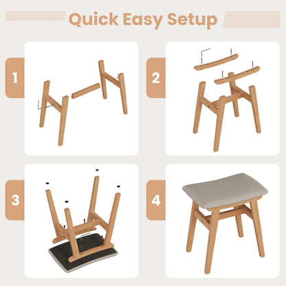 DONGMUWUJEE Solid Wood Small Vanity Stool Chair, Makeup Stools for Vanity Desk, Bathroom Vanity Chair, Padded Foot Stool for Living Room, Ottoman Foot Rest for Couch, Small Bench for Entryway, Natural