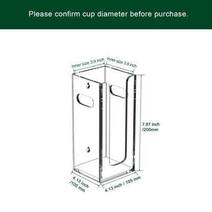 BOSSCASA Disposable Coffee Cup Dispenser with Handles, Countertop or Wall Mount Hot/Cold Drink Cup and Lid Holder - Bathroom/Kitchen/Office Acrylic Cup Lid Storage Organizer (1 Compartment, Clear)