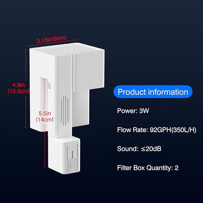 Hang On Back Aquarium Filter for 15 Gallons Fish Tanks, 2-Stage Multi-Stage Filtration with Surface Skimmer, Ultra Quiet HOB Power Waterfall Filter for Freshwater