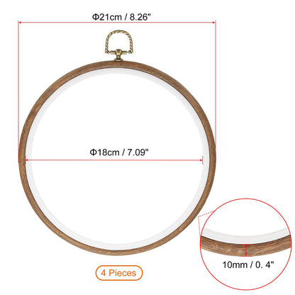 PATIKIL 7inch Embroidery Hoop, 4pcs Cross Stitch Hoop Rubber Imitated Wood Circle Frame Ring for Embroidery Art Craft Sewing Ornaments Hanging Decoration