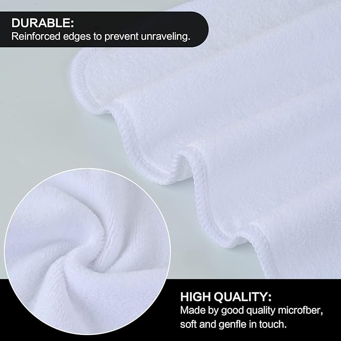 SINLAND Microfiber Facial Cloths Fast Drying Washcloth 12inch x 12inch White 10