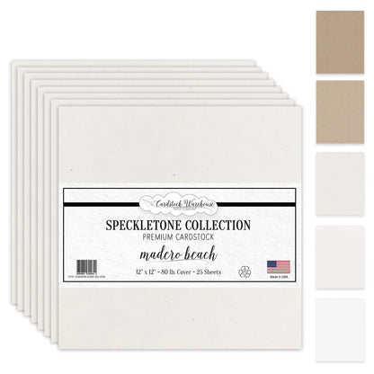 Cardstock Warehouse Speckletone Madero Beach Sand Card Stock Paper – 25 Sheets, 12 x 12", 80 lb/215 gsm – 100% Recycled, Premium Matte Finish for Cardmaking, Scrapbooking, Crafts & DIY Projects
