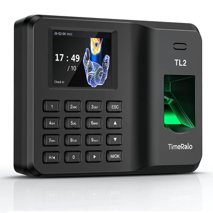 TimeRalo Biometric Time Clock for Employees, Fingerprint & PIN Standalone Punch Machine, Clock in Machine for Small Business with USB Data Transfer, No WiFi/Software/Monthly Fees