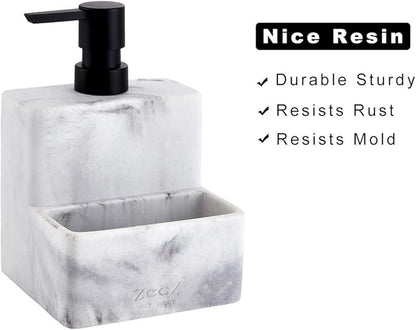 zccz Soap Dispenser with Sponge Holder, Marble Look Liquid Hand and Dish Soap