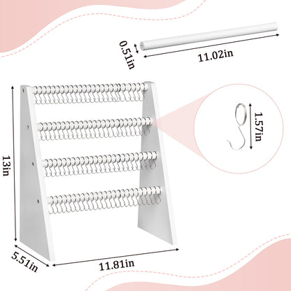 Bellaownia 4 Tier Bracelet Holder Stand with 100 Hooks, Wooden Bracelet Display Organizer Rack for Jewelry, Home, Vendors and Store Display (white)