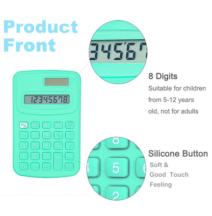 Basic Calculator, BESTWYA Calculators for Classroom with 8 Digit Silicone Button (4 Colors, Set of 8)