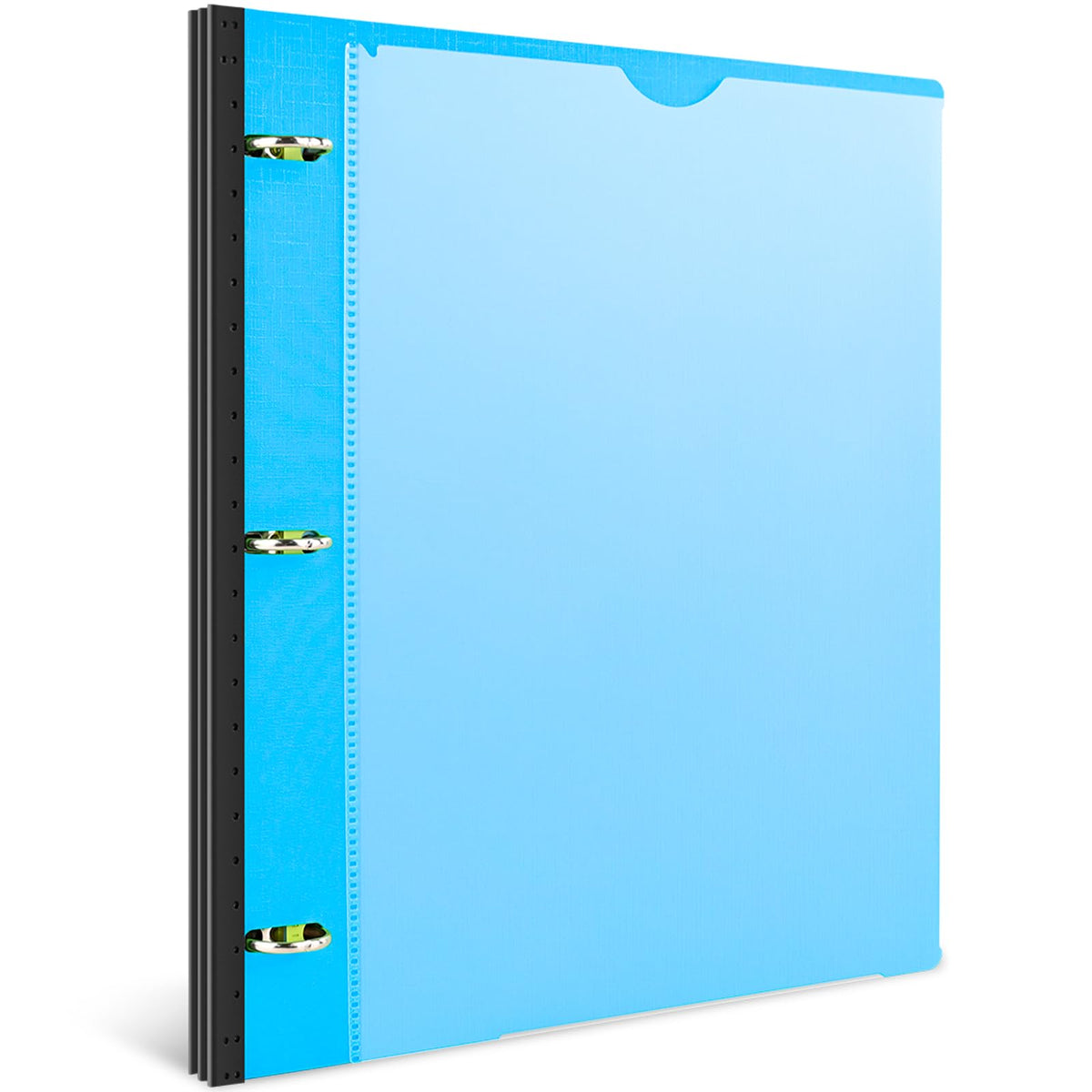 INFUN 1 Inch Telescoping 3 Ring Binder - 1PCS,Flexible Round Binder with Customizable Front Cover and Clear Catalog Pocket, 1 Inch Rings, 225 Sheet Capacity-Blue