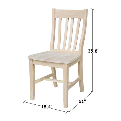 International Concepts Cafe Dining Chairs, Solid Parawood, Bistro Style, Unfinished (Set of 2)