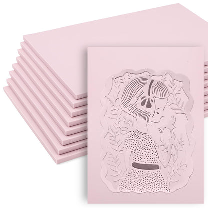 8 Pack 8"x6" Pale Pink Linoleum Blocks for Printmaking, Rubber Stamp Carving Blocks Linoleum Carving Tools for Stamp Maker Printmaking Supplies