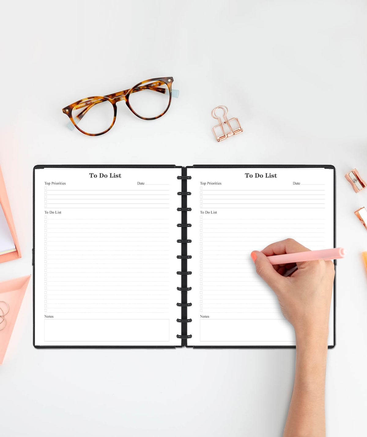 Letter Size TUL Discbound To Do List Refills, 11 Disc Daily Planner Insert, 100Sheets / 200Pages To Do Paper, 100gsm White Paper, 8.5'' x 11''