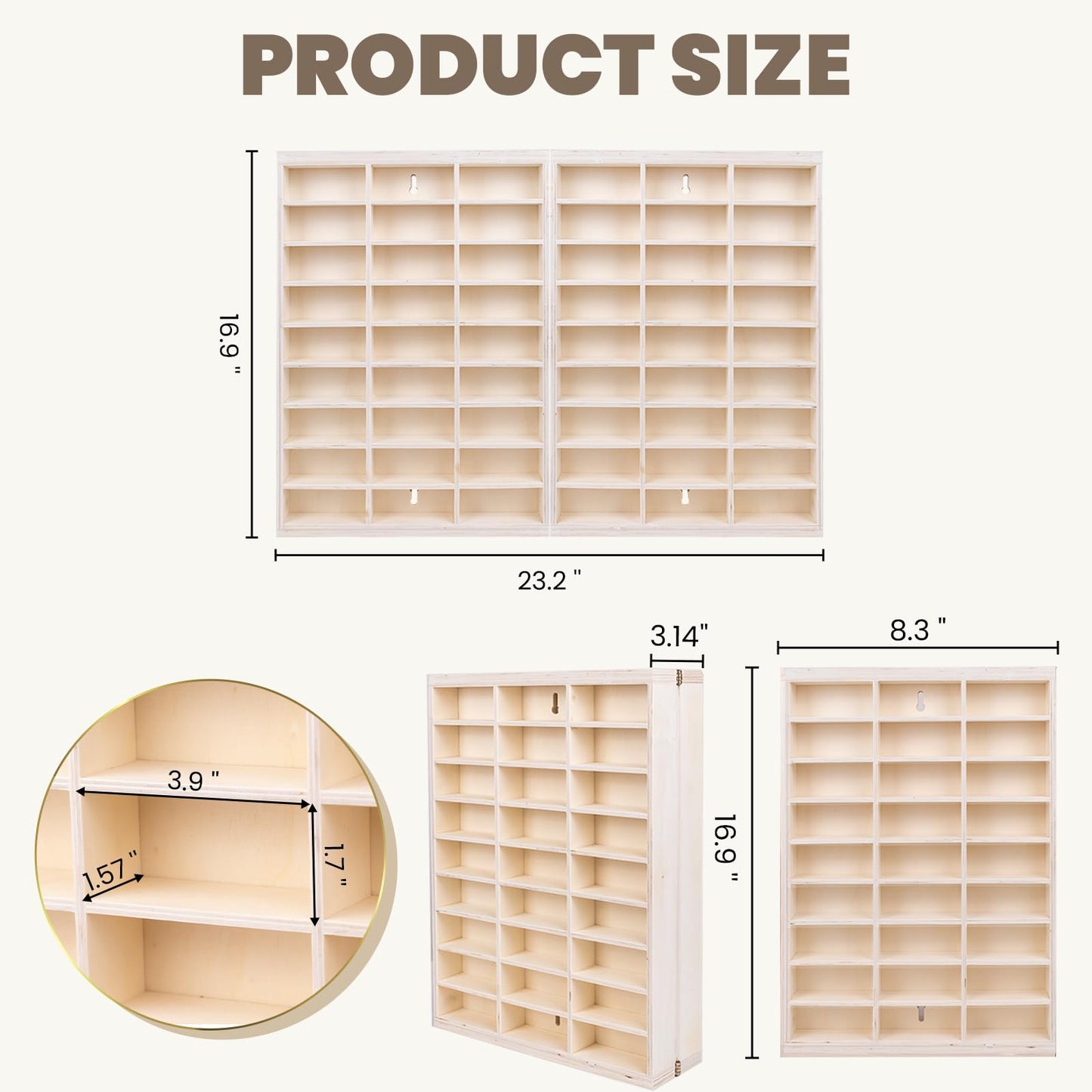 1:64 Model Car Wooden Display Case,54 Space,Storage Display Shelf,for 1/64 Scale Toy Cars,Wall Mount ,Model car Display Organizer,Collapsible Toy Car Storage(Only case)