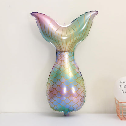 Mermaid Birthday Decorations for Girls Age 3-7, Purple Blue Pink Mermaid Theme Party Supplies with Large Shell Foil Balloons, Banner, Heart and Star Balloons for Kids Baby Shower (4th)