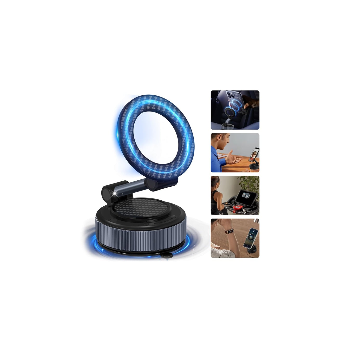 Magnetic Phone Charging Holder for Car - Upgraded 360° Vacuum Magnetic Phone Holder, Foldable Retractable Suction Cup Car Phone Mount for Magsafe for Your Car/Gym/Mirror Mount for iPhone & Android
