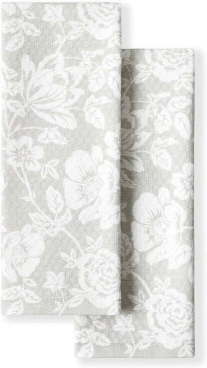 Martha Stewart Dual Purpose Kitchen Towel 2-Pack Set, Floral Vine