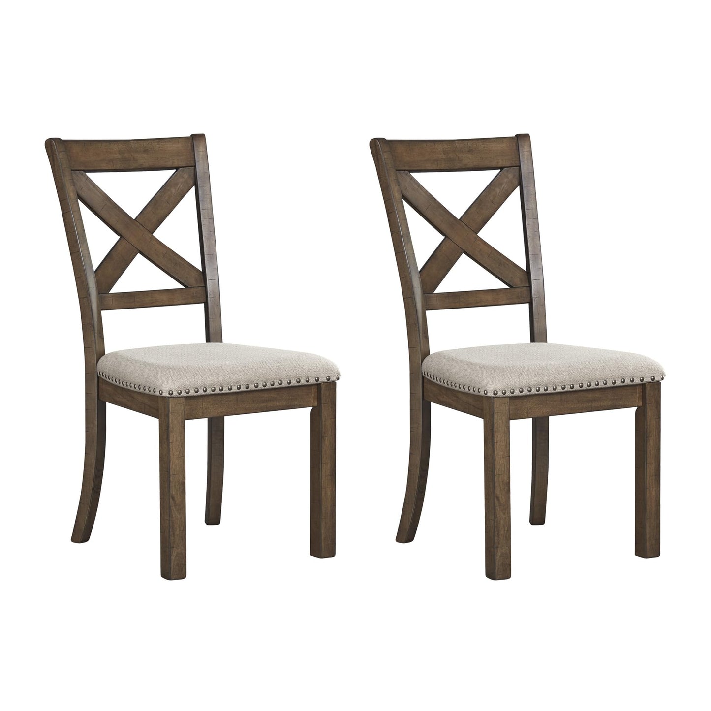 Signature Design by Ashley Moriville Modern Farmhouse 19" Upholstered Dining Room Chair, 2 Count, Brown