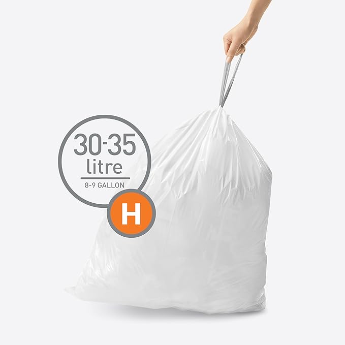 simplehuman Code H 200 Count, Dispenser Pack Custom Fit Liners, Drawstring