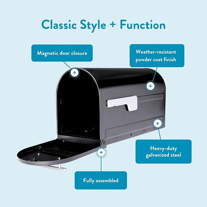 Architectural Mailboxes 7900-7B-SR-10 Boulder Postmount Mailbox, Large, Black