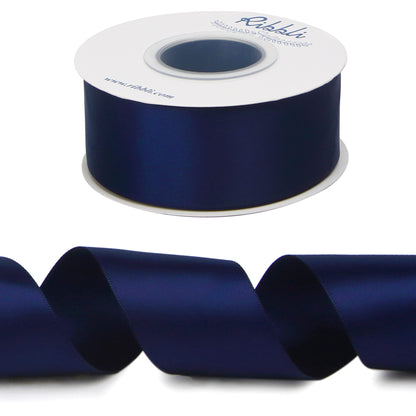 Ribbli Navy Double Faced Satin Ribbon,1-1/2” x Continuous 25 Yards,Use for Bows Bouquet,Gift Wrapping,Wedding,Floral Arrangement