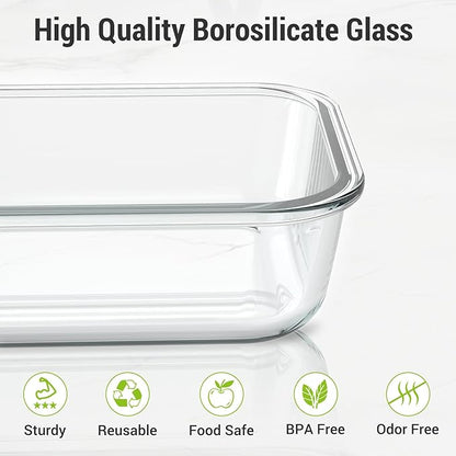 Dealusy 10 Sets (20-Piece) 4.5 Cup & 1.5 Cup Glass Food Storage Containers with lids, Airtight Leak-proof Glass Meal Prep Containers with Lids, Microwave Oven Freezer Dishwasher Safe, Purple