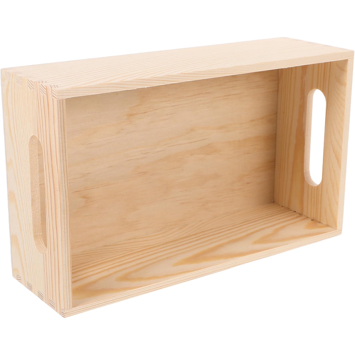 jojofuny Wooden Crate Storage Case Multi-use Tool Storage Box Portable with Side Handles, Small Open-Top Rustic Wood Organizer for Home, Office & Workshop