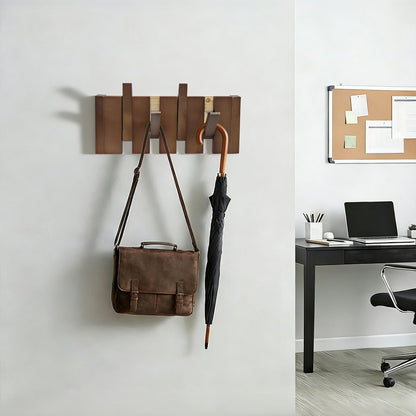 ZOESEEK 11.8" Wooden Piano Key Coat Rack Wall Mounted, 4 Hooks Natural Walnut Wall Coat Rack, Wall Mounted Coat Rack for Hanging Coats/Hats/Keys/Towels/Bags