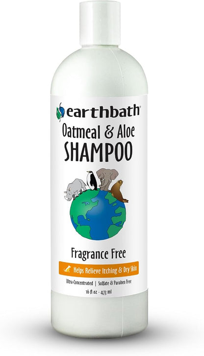 earthbath, Oatmeal & Aloe Dog Shampoo - Oatmeal Shampoo for Dogs, Itchy, Dry Skin Relief, Dog Wash, Made in USA, Cruelty Free, Fragrance Free Pet Shampoos - 16 Oz (1 Pack)