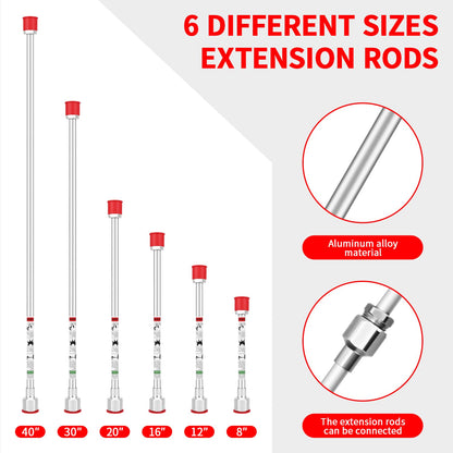 6-Piece Set of Extension Poles, Airless Paint Sprayer Gun Tip Extension Pole,for Airless Paint Gun Wand, Black Carrying Pouch Included for Easy Storage (8in 12in 16in 20in 30in 40in)
