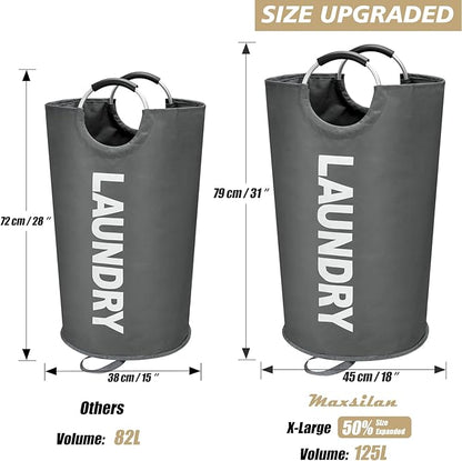 125L X-Large Laundry Basket, Freestanding Tall Clothes Hamper, Collapsible