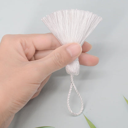 Bookmark DIY Decoration Crafts Tassels: 30pcs Sewing Fringe with String for Graduation Cap Memorial Hanging Ornament,Jewelry Making,Earring Keychain Accessory,Pillow Trim,Key Charms (White)