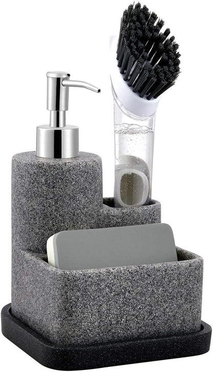 ZCCZ Black Soap Dispenser with Sponge Holder, Kitchen Soap Dispenser Pump