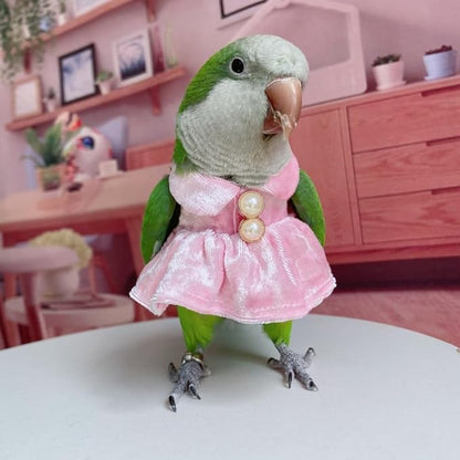 Bird Costume Bird Diaper Flight Suit Parrot Velvet Fleece Skirt Clothes Cosplay Photo Prop for Conure Lovebird Parakeet Cockatiel Macaw Small Animals Apparel (Pink,Small)