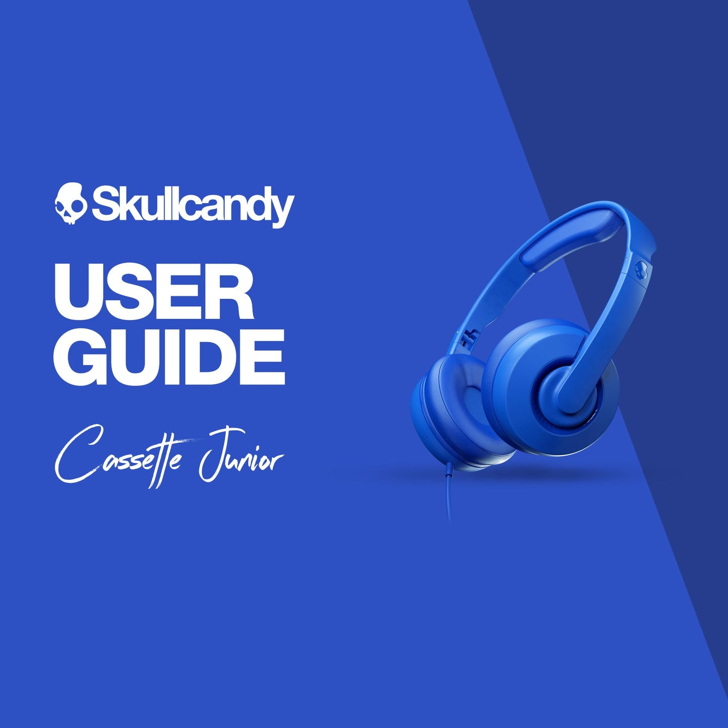 Skullcandy Cassette Junior On-Ear Wired Headphones, Volume-Limiting Audio, Foldable Lightweight Design, Designed for Kids 6+, Convenient for Travel with 3.5mm Plug, Built-in Microphone - Cobalt Blue